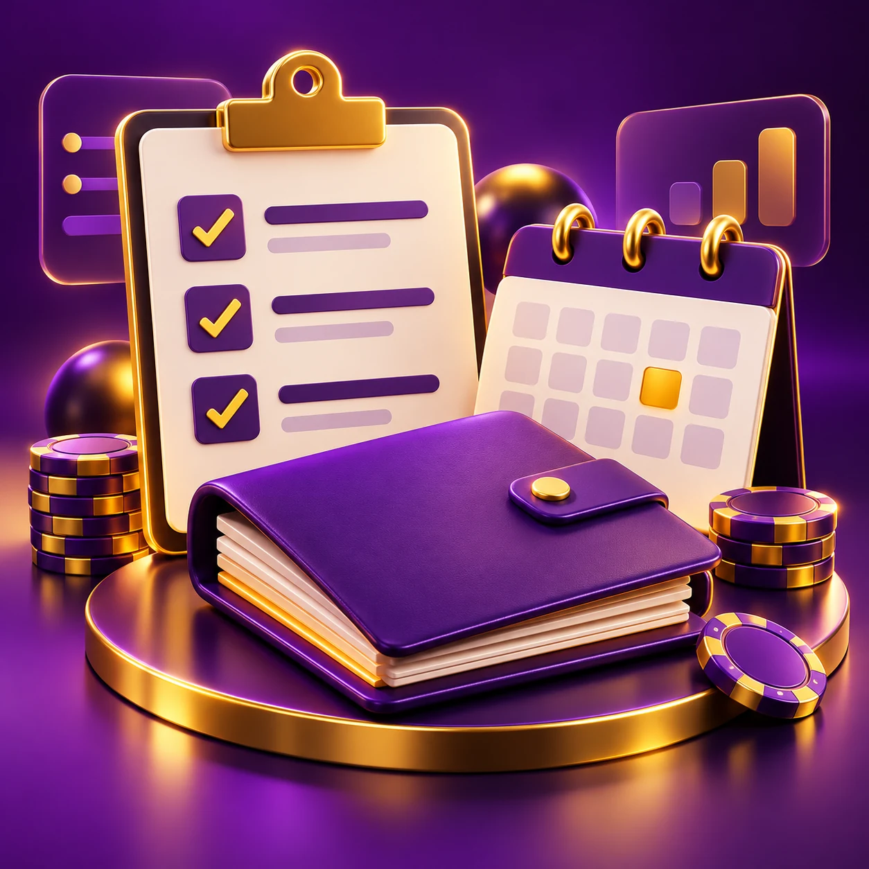 cashout eligibility checklist, calendar and closed personal document folder — supporting editorial illustration