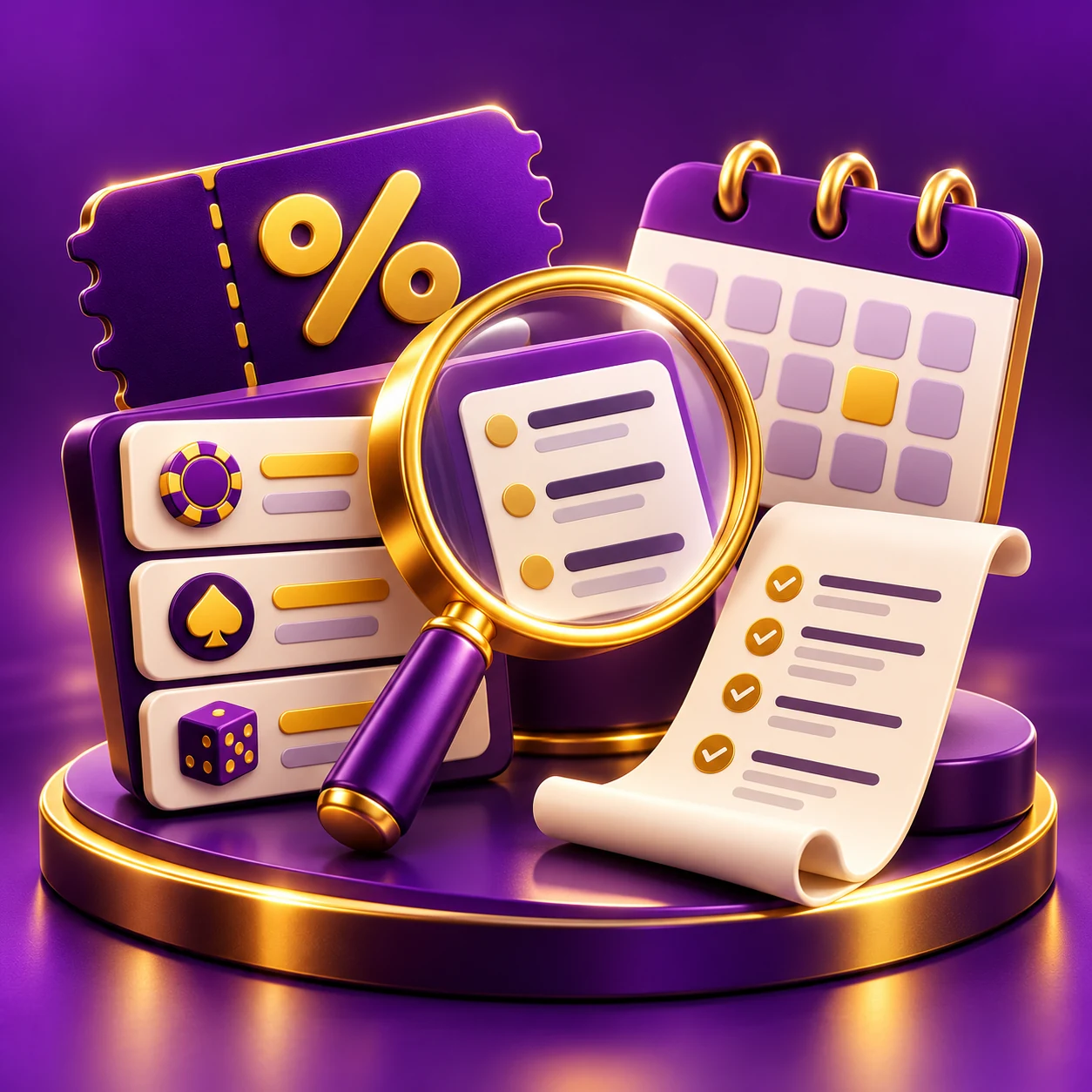 free credit and withdrawal research, coupon, calendar and written conditions — supporting editorial illustration