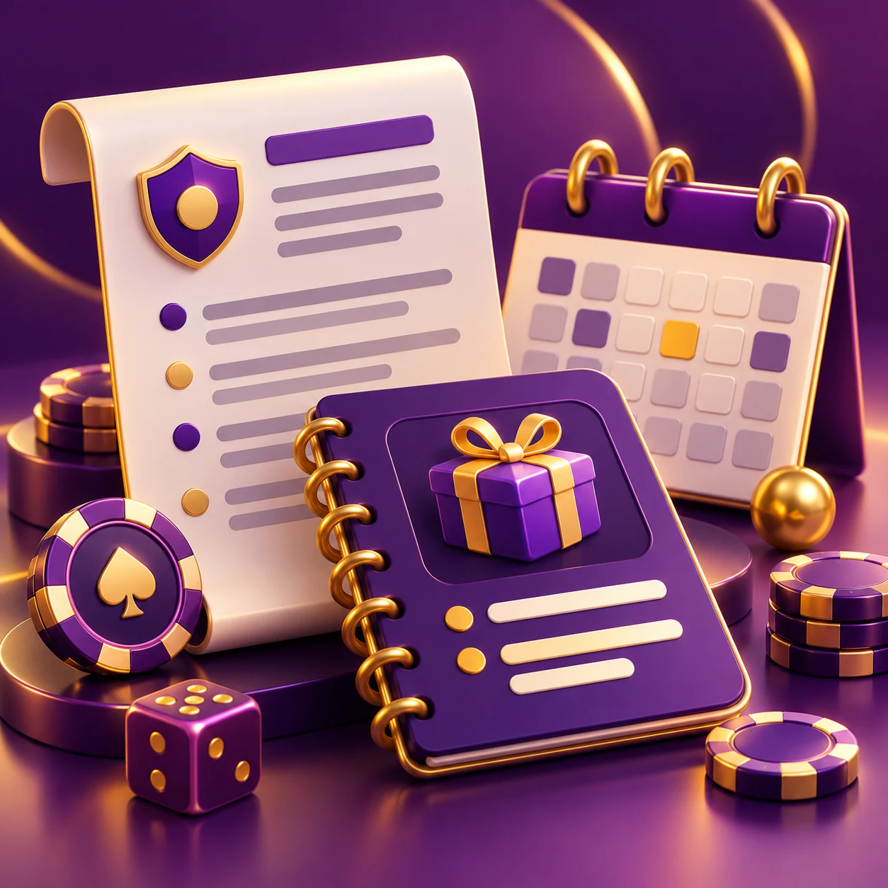 payment policy documents, a bonus terms notebook and a calendar — supporting editorial illustration