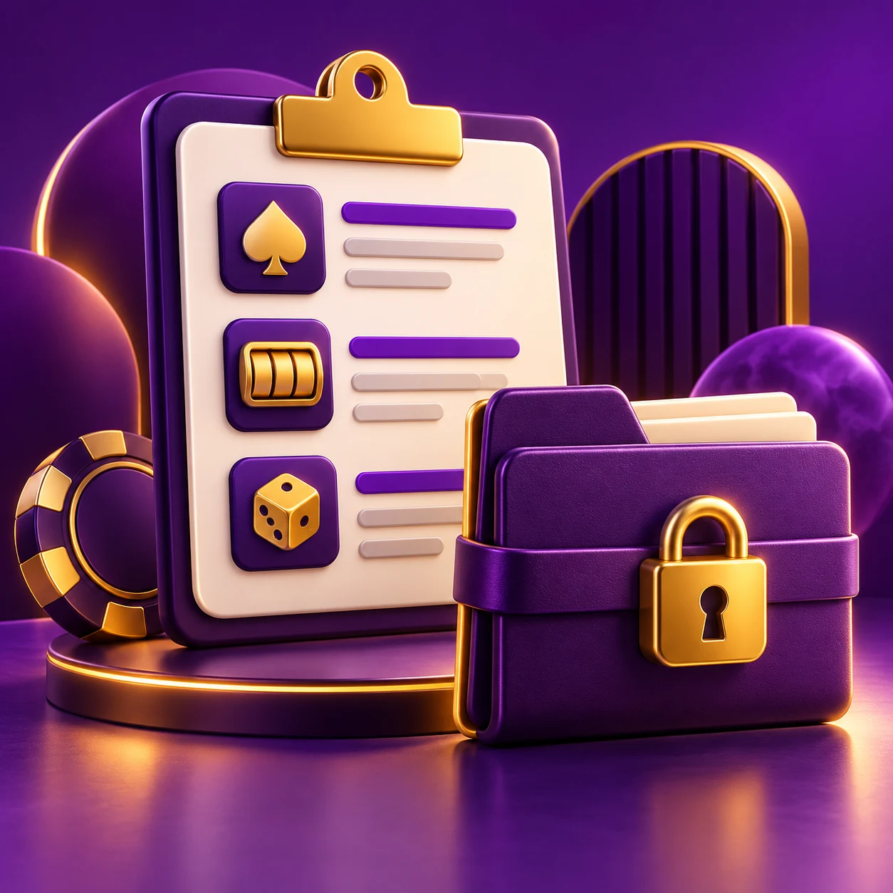 website safety inspection, abstract slot tiles and closed terms folder — supporting editorial illustration