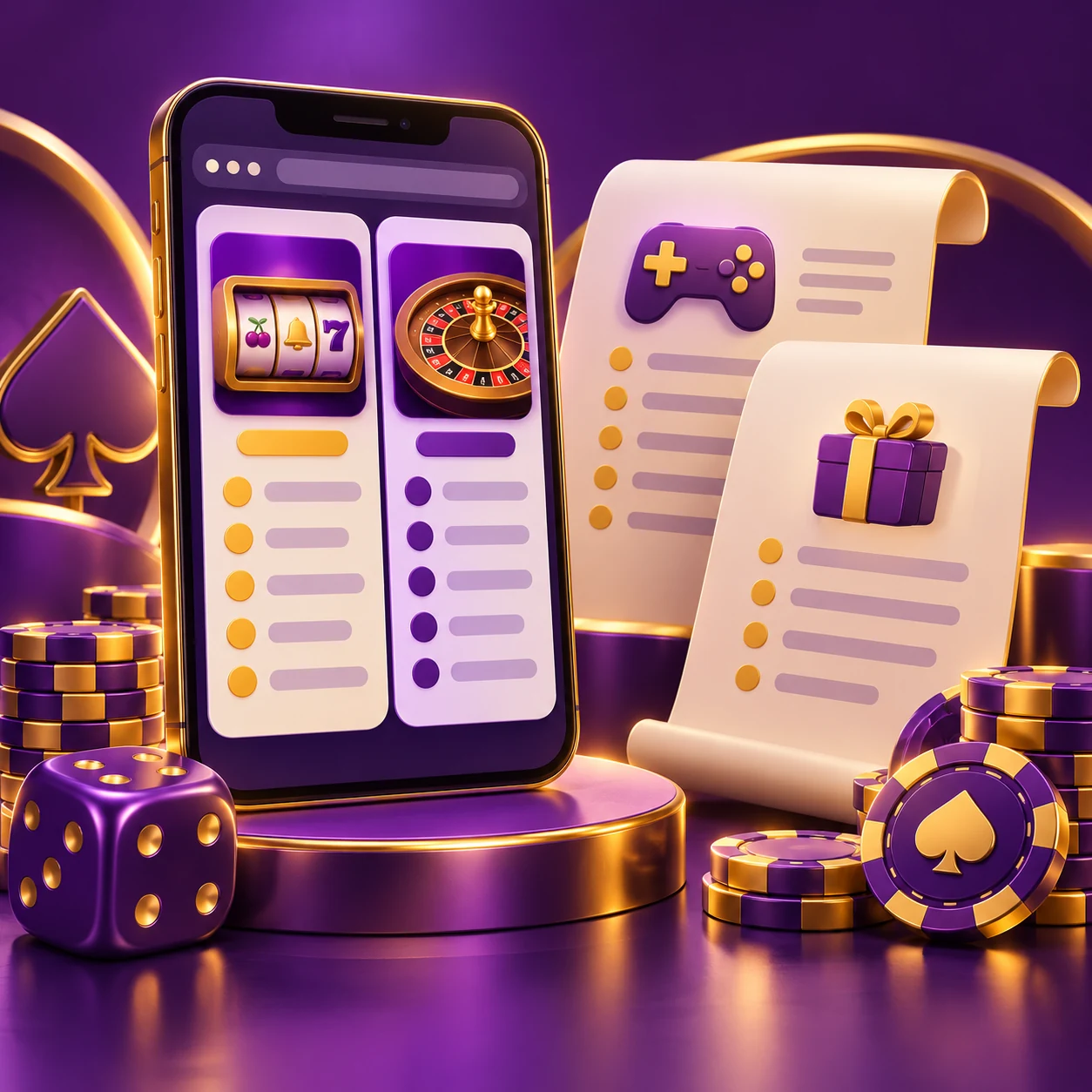 mobile browser comparison beside game contribution and bonus rule documents — supporting editorial illustration