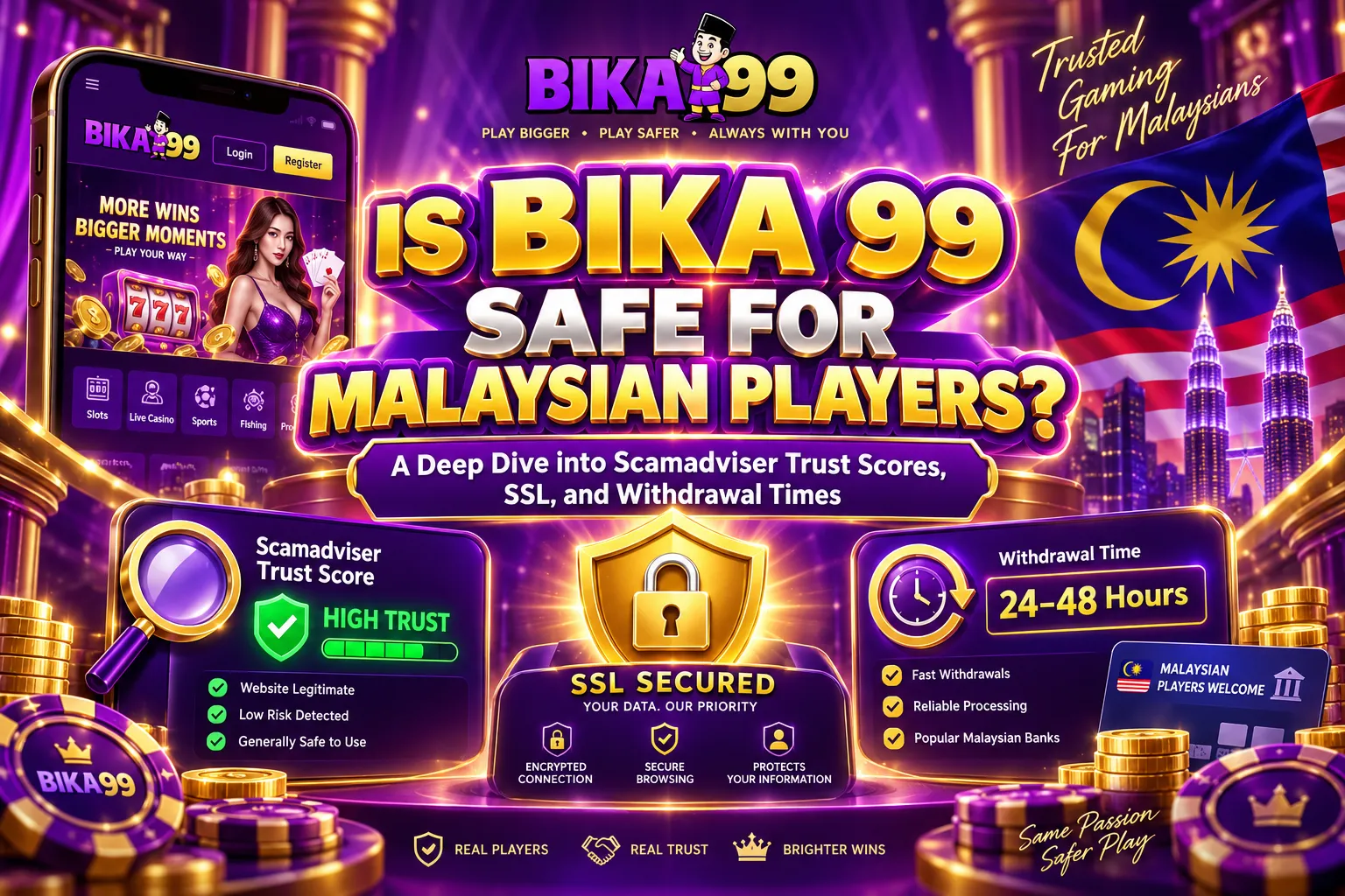 Is Bika 99 Safe for Malaysian Players? A Deep Dive into Scamadviser Trust Scores, SSL, and Withdrawal Times — promotional artwork
